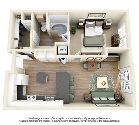 A1 Floor Plan at Villas at Katy Trail Apartments, Texas